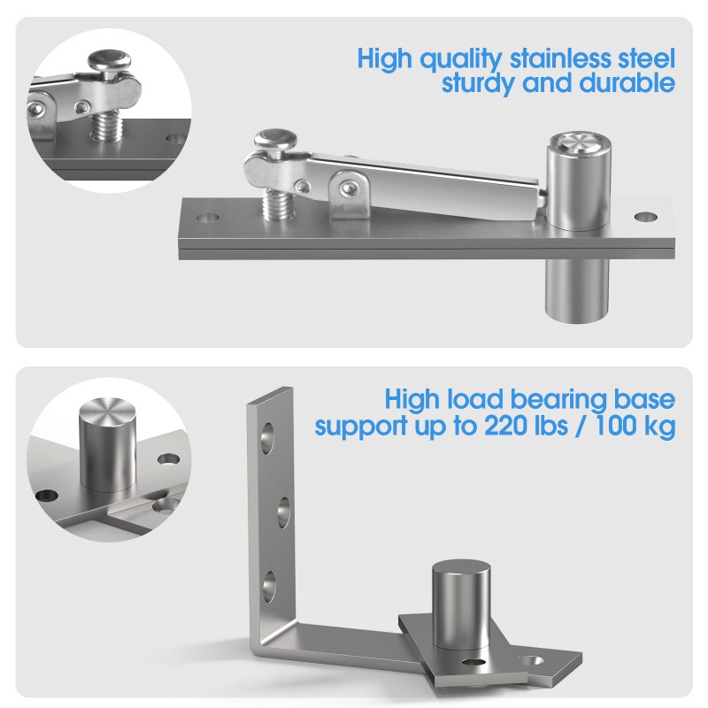 Aglehome Pivot Hinge  Heavy Duty Pivot Door Hardware for Hidden Door Bookcase Hidden Door Hinge for Wood Secret Door 180 Degree Rotation Stainless Steel Invisible Pivot Hinge System - L Shape - Image 5